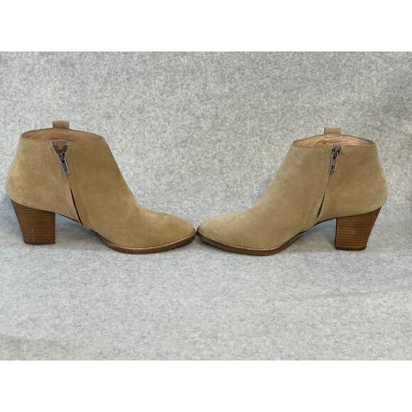 Madewell Billie Boot Ankle Zip Up Sz 8.5 Tan Suede Chunky Heel - Picture 5 of 8